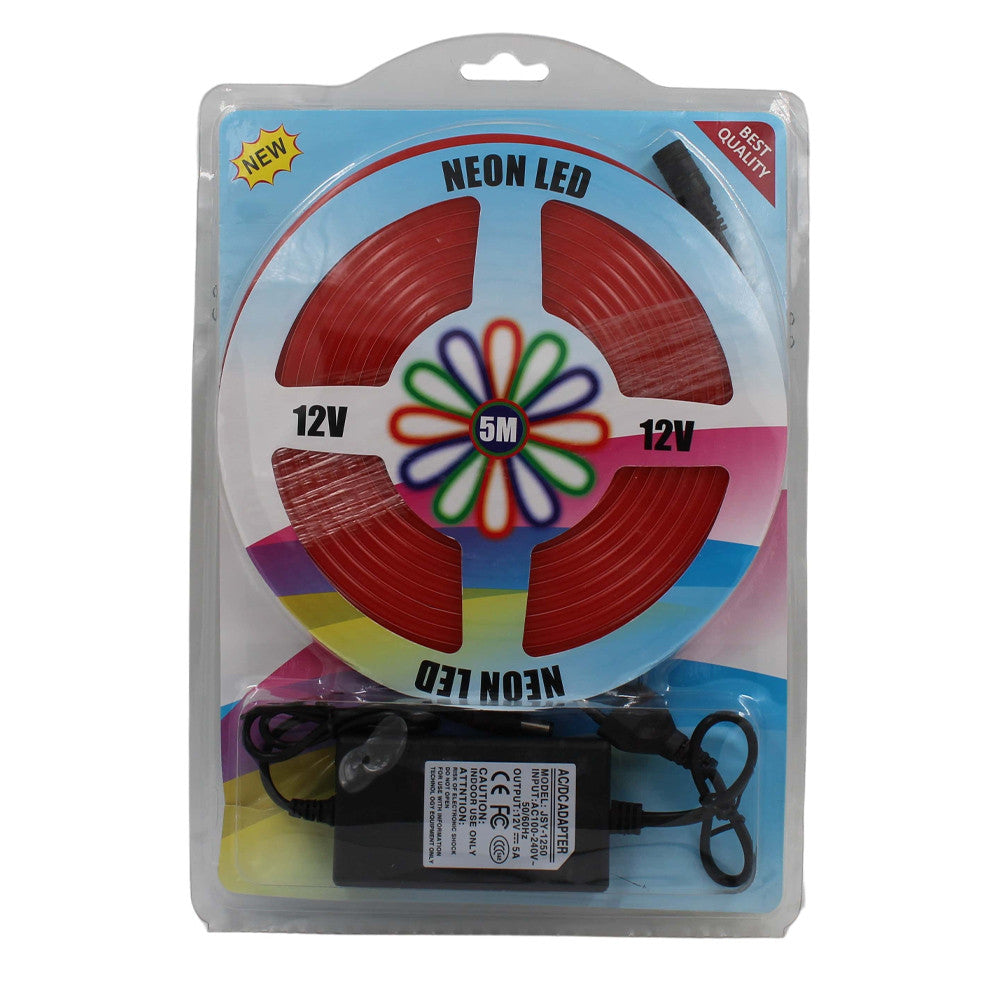Силіконова стрічка LED 5 м, NEON 12V-220V, Червоний / Гнучка неонова стрічка / Світлодіодна стрічка