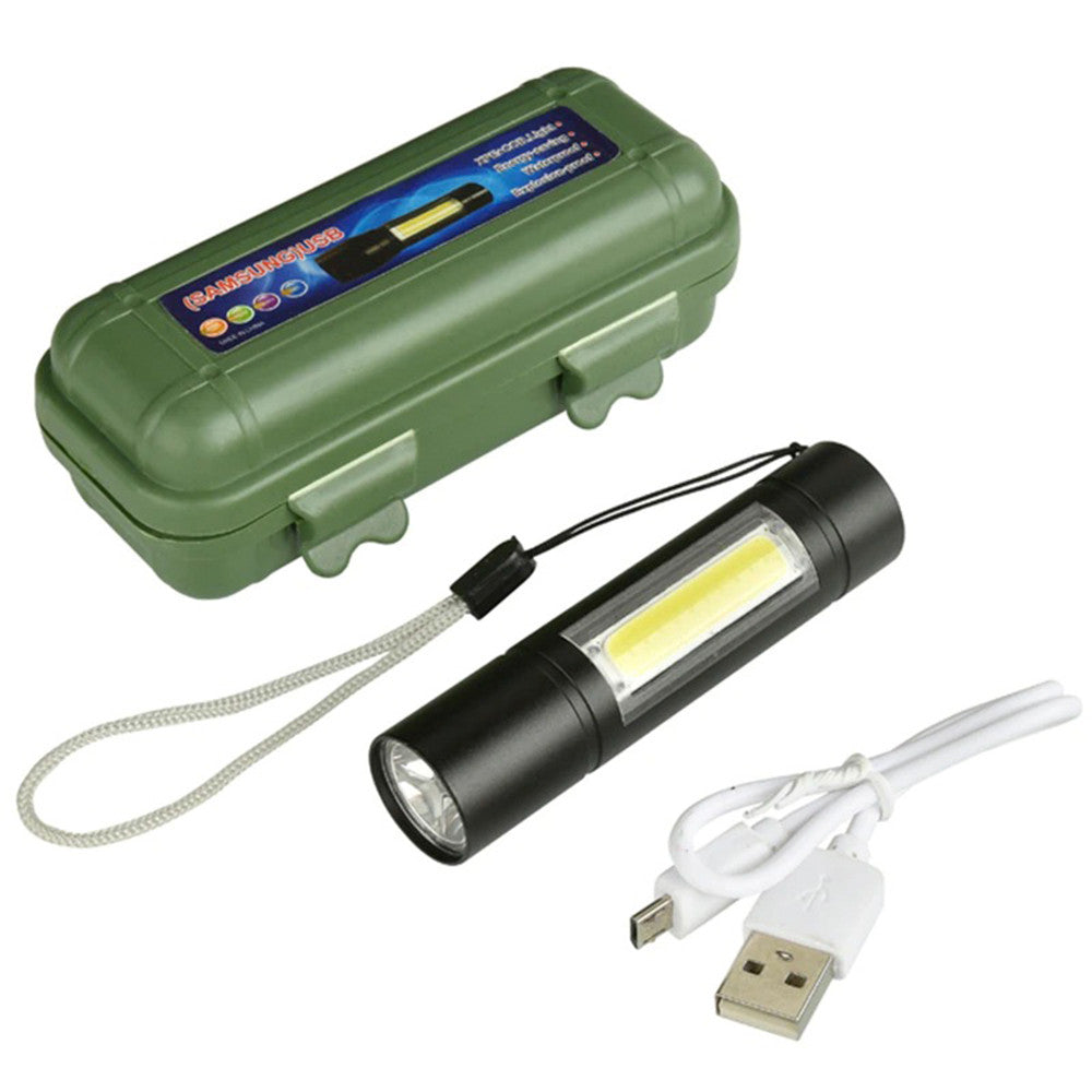 Ручний ліхтарик USB 2в1, ВL-519 XPE та COB, Чорний / Тактичний міні ліхтар з боковою лампою / Ліхтарик акумуляторний