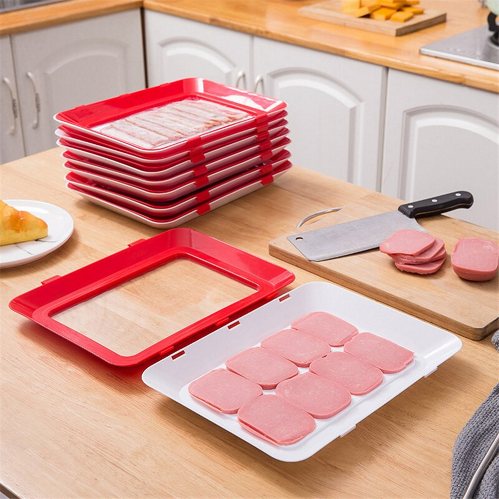 Вакуумний судочок (31х24х4 см, 500 мл) для їжі, Vaccum Plates, Червоний / Багаторазовий лоток для консервування