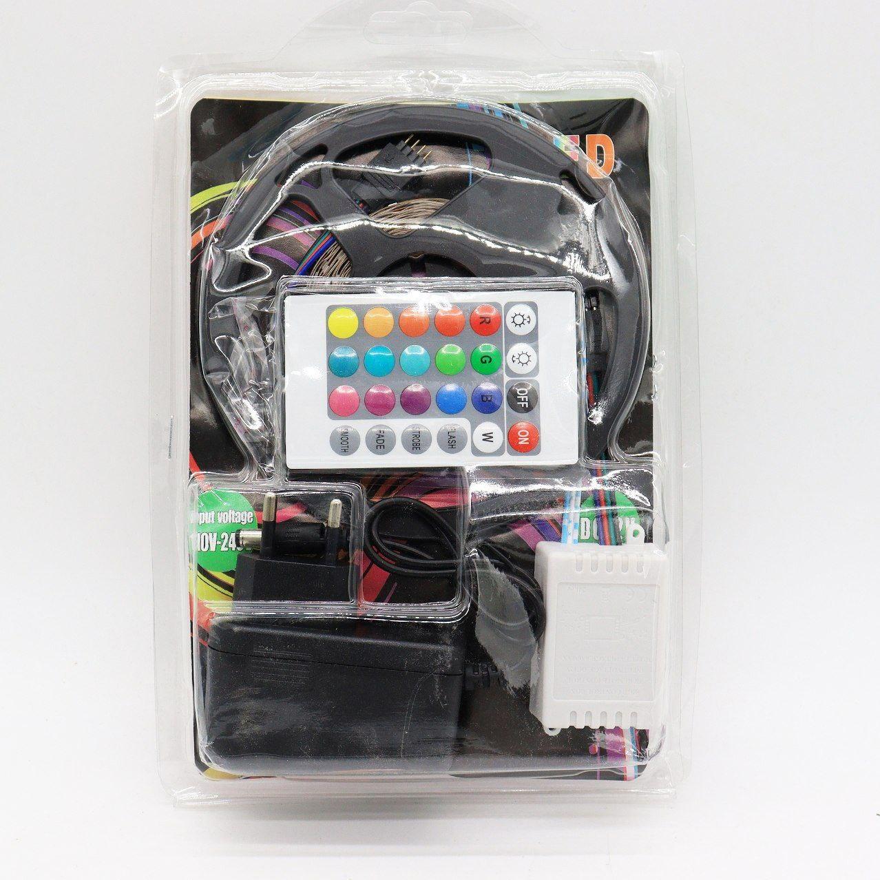 Набір 2 шт Світлодіодна LED стрічка 5м, 12V, RGB 3528, пульт та блок / Неонова стрічка / Підсвічування в кімнату