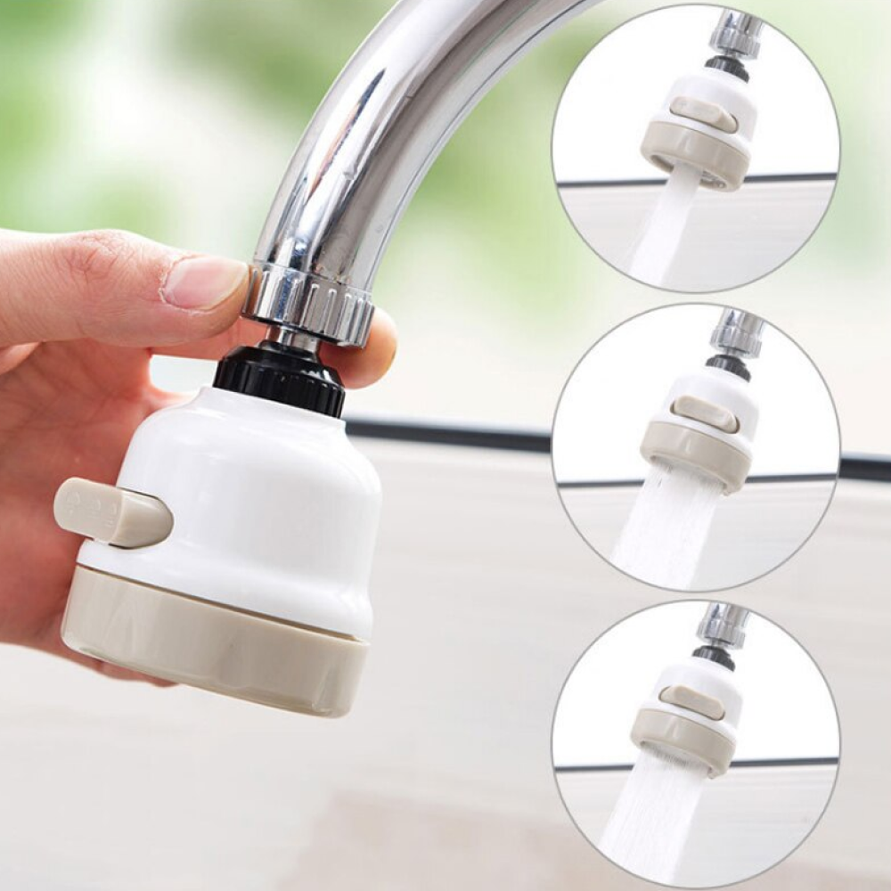 Насадка-аератор на кран, поворотна на 360°, з 3 режимами, Water Saver, Білий / Насадка водозберігаюча для змішувача
