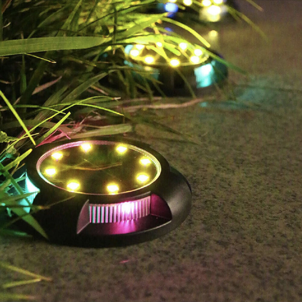 Комплект 4 шт, Садові ліхтарики на сонячній батареї 8 LED, Чорний / Вуличні світильники в ґрунт / Садовий ліхтарик