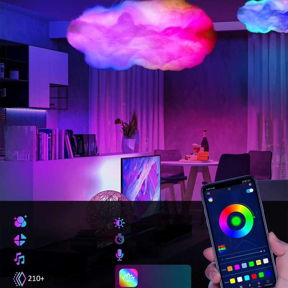 Підвісна LED лампа Хмара від USB + пульт, RGB, OBL-211 / Смарт світильник підвісний / Розумний світильник хмара