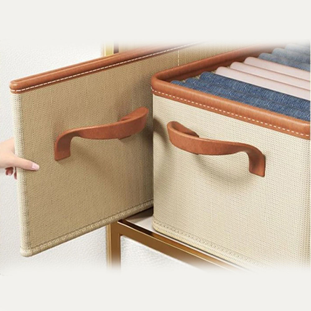 Коробка-органайзер для зберігання речей 43х24х20 см, Storage box, Бежевий / Складна коробка для зберігання одягу