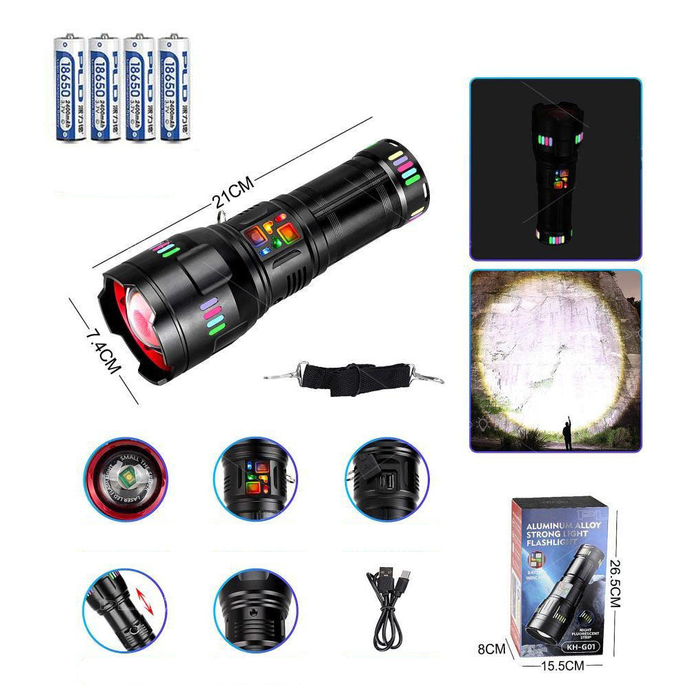 Ручний ліхтар із Zoom, powerbank, 4х18650, PM60-TG, Чорний / Акумуляторний ліхтарик / Тактичний світлодіодний ліхтар
