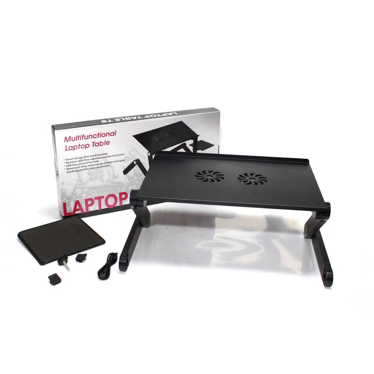 Столик розкладний для ноутбука T8 з охолодженням / Столик трансформер для ноутбука з вентилятором