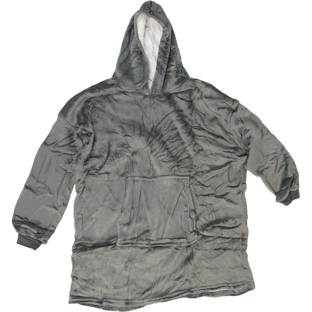 Оверсайз плед-халат з капюшоном 100х80см, Huggle Hoodie, Сірий / Толстовка худі для дому / Плед з рукавами
