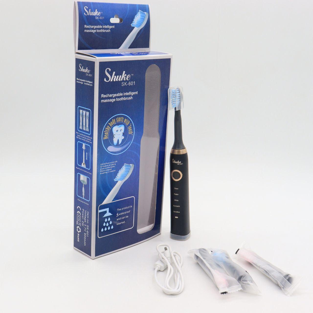 Електрична зубна щітка Shuke з 4 насадками Чорна / Акумуляторна зубна щітка / Зубні щітки