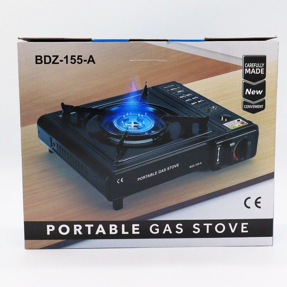 Плита газова одноконфорочна з п'єзопідпалом BDZ-155-A, Чорна / Туристична портативна плита на 1 конфорку