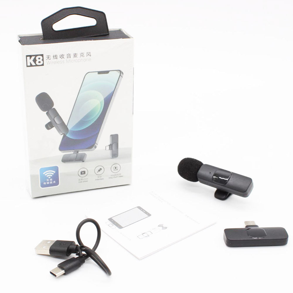 Мікрофон петличний бездротовий K8 для смартфона з Type-C / Мікрофон петличка на одяг / Мікрофон з прищіпкою