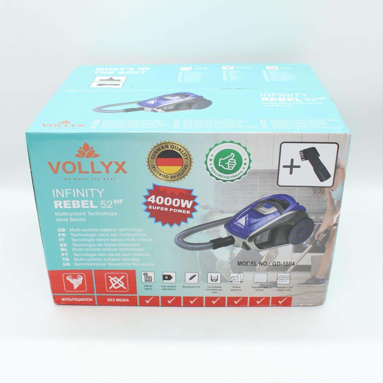 Контейнерний пилосос 4000Вт VOLYX GD-1604, Синій / Потужний циклонний пилосос без мішка