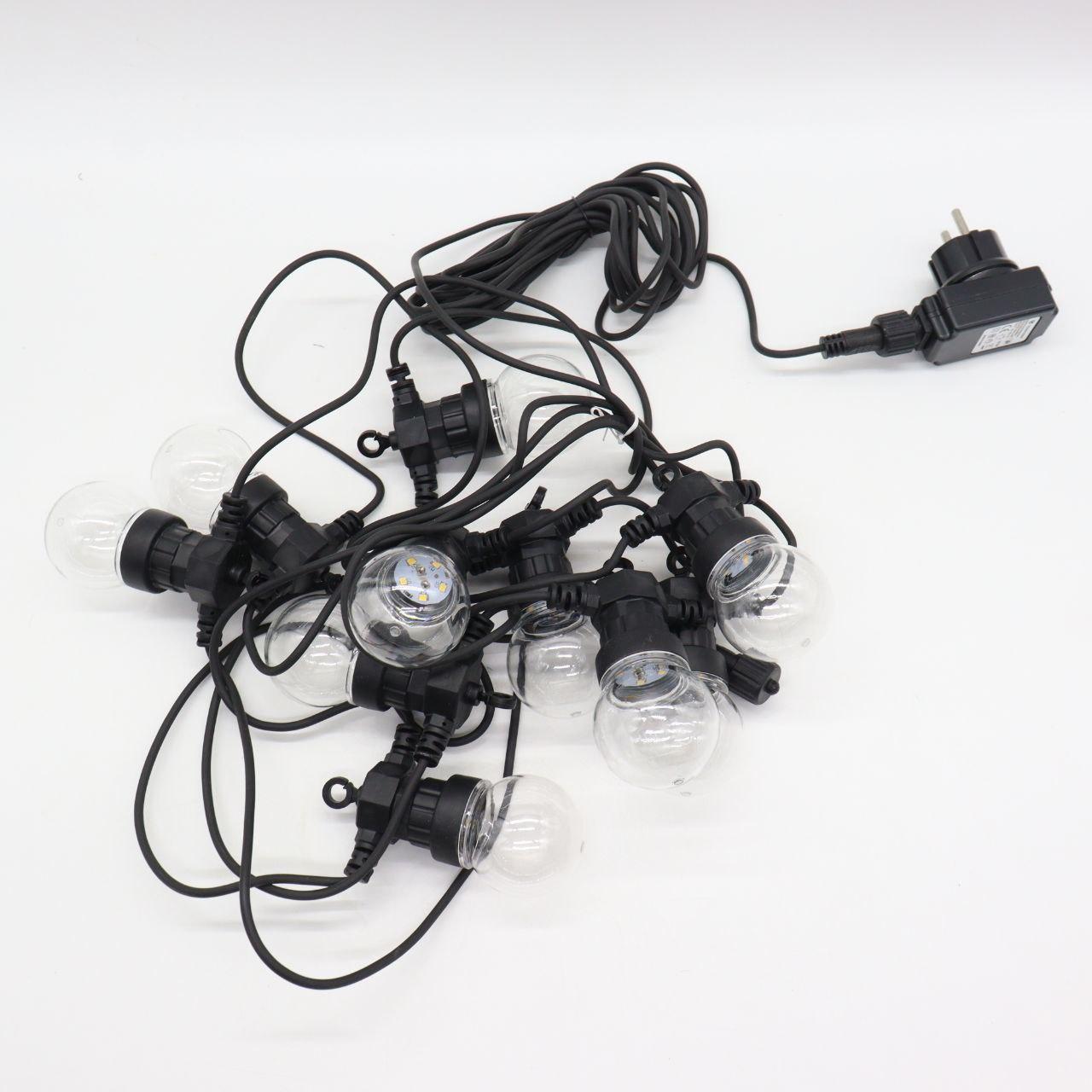 Гірлянда Лампочки 10шт від мережі 10м для вулиці, Xmas + з'єднувач, Теплий білий / Водонепроникна гірлянда