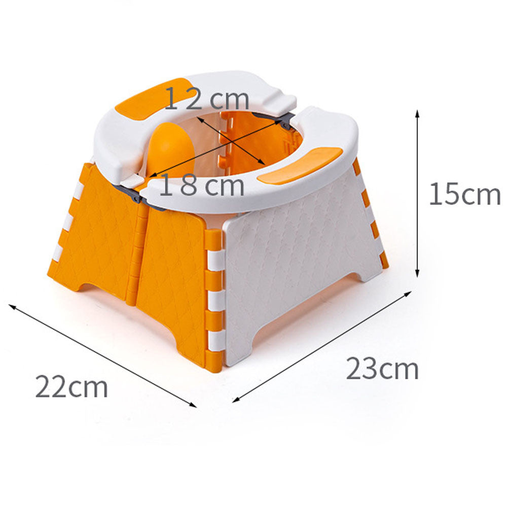 Дитячий переносний складаний туалет, Біло-жовтогарячий / Дитячий дорожній складаний горщик