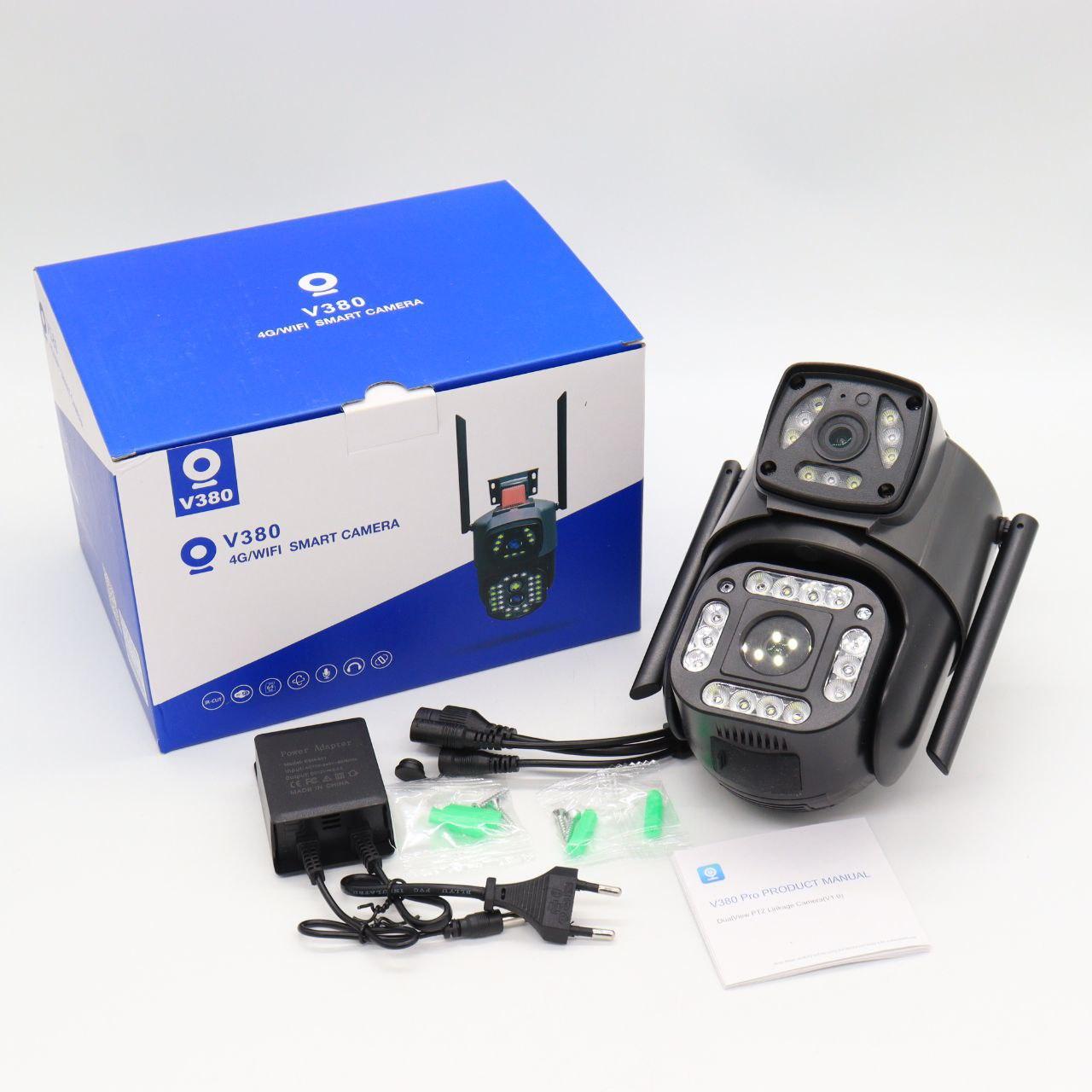 Вулична IP камера з 2 об'єктивами, 8Мп, Qettopo V380 / Вайфай камера відеоспостереження з нічною зйомкою