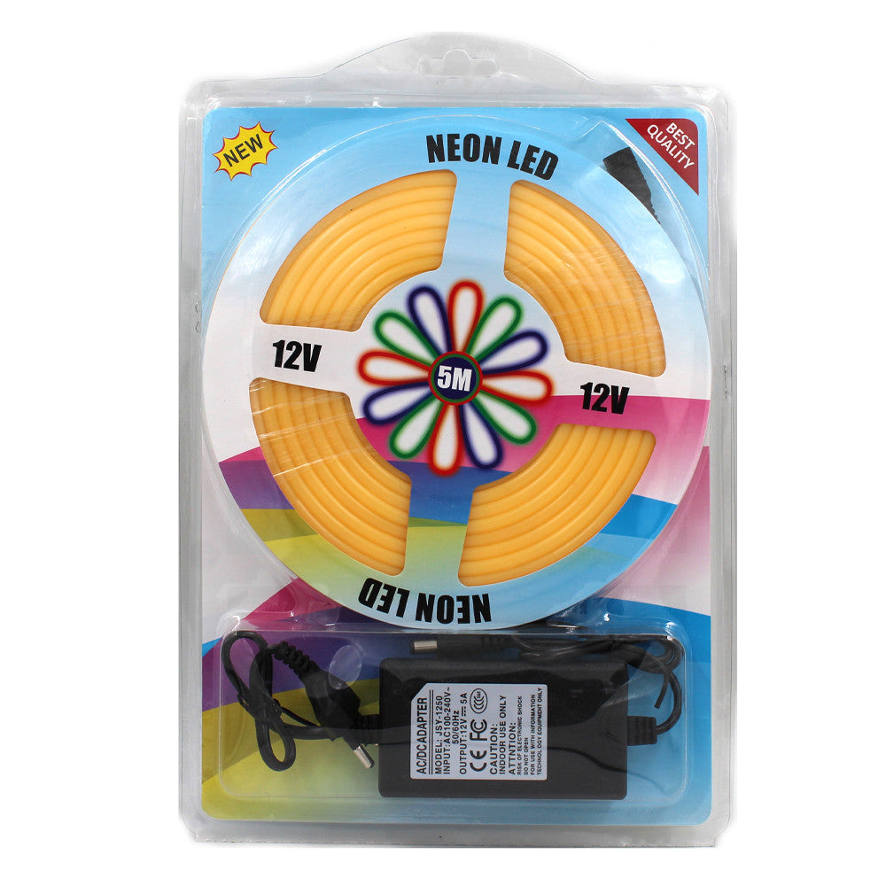 Стрічка силіконова 5 м, LED NEON 12V-220V, Жовта / Гнучка, світлодіодна стрічка