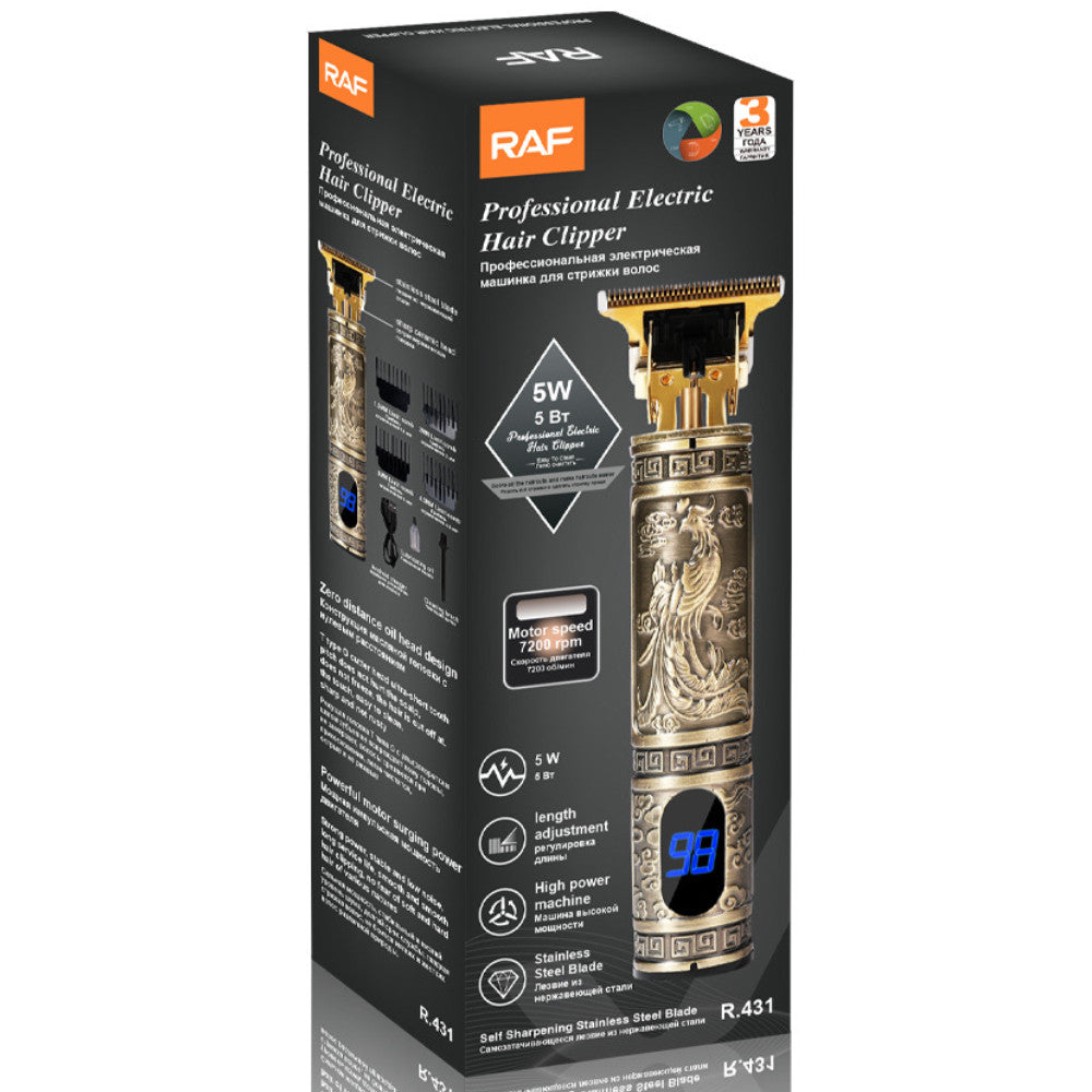 Багатофункціональна машинка для стрижки волосся та бороди RAF R431 з 4 насадками, від USB / Бездротова машинка для стрижки волосся