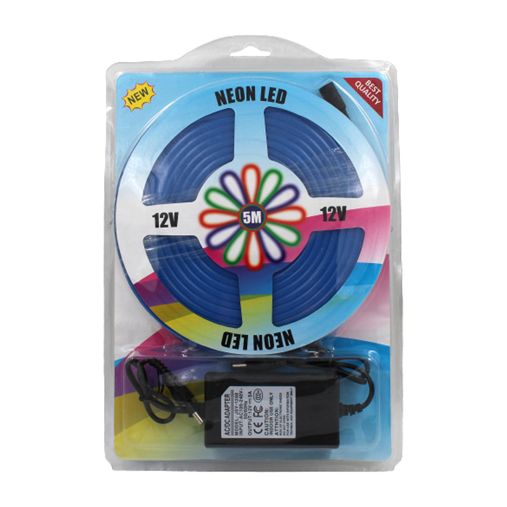 Стрічка силіконова 5 м, LED NEON 12V-220V, Синя / Гнучка світлодіодна стрічка / Неонова стрічка