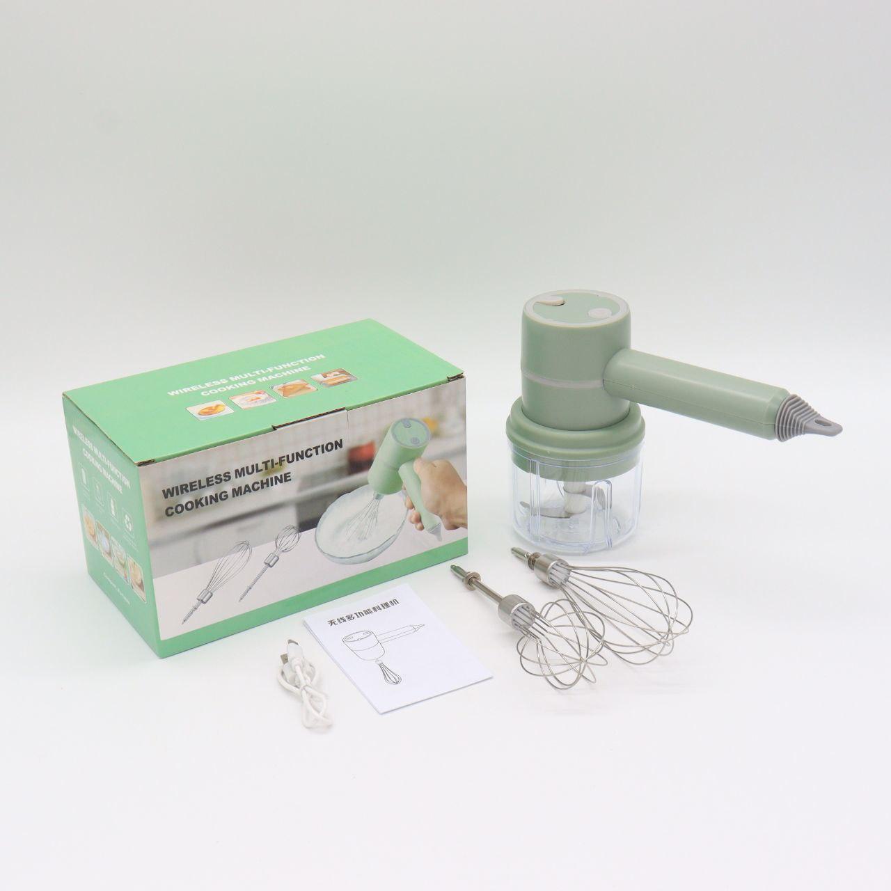 Акумуляторний міксер з 2 насадками Portable mixer, від USB, Зелений / Ручний міксер / Бездротовий міксер