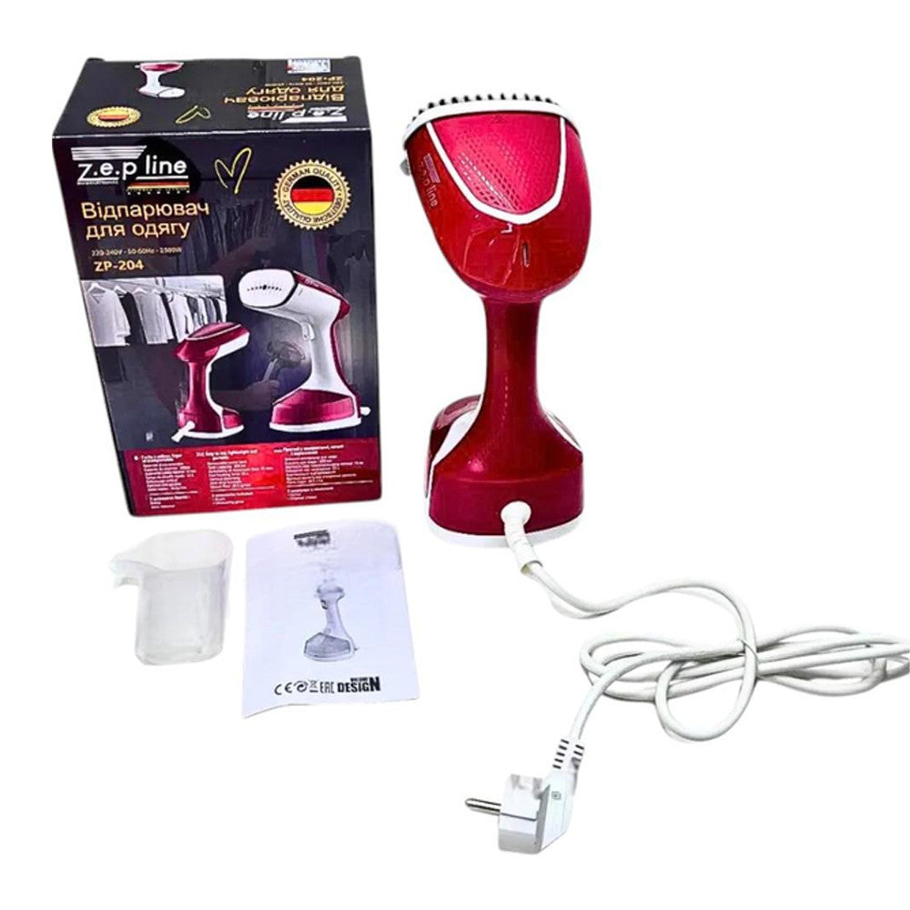 Ручний відпарювач для одягу Zepline ZP-204, 2500 Вт, 300 мл, червоний / Вертикальний відпарювач
