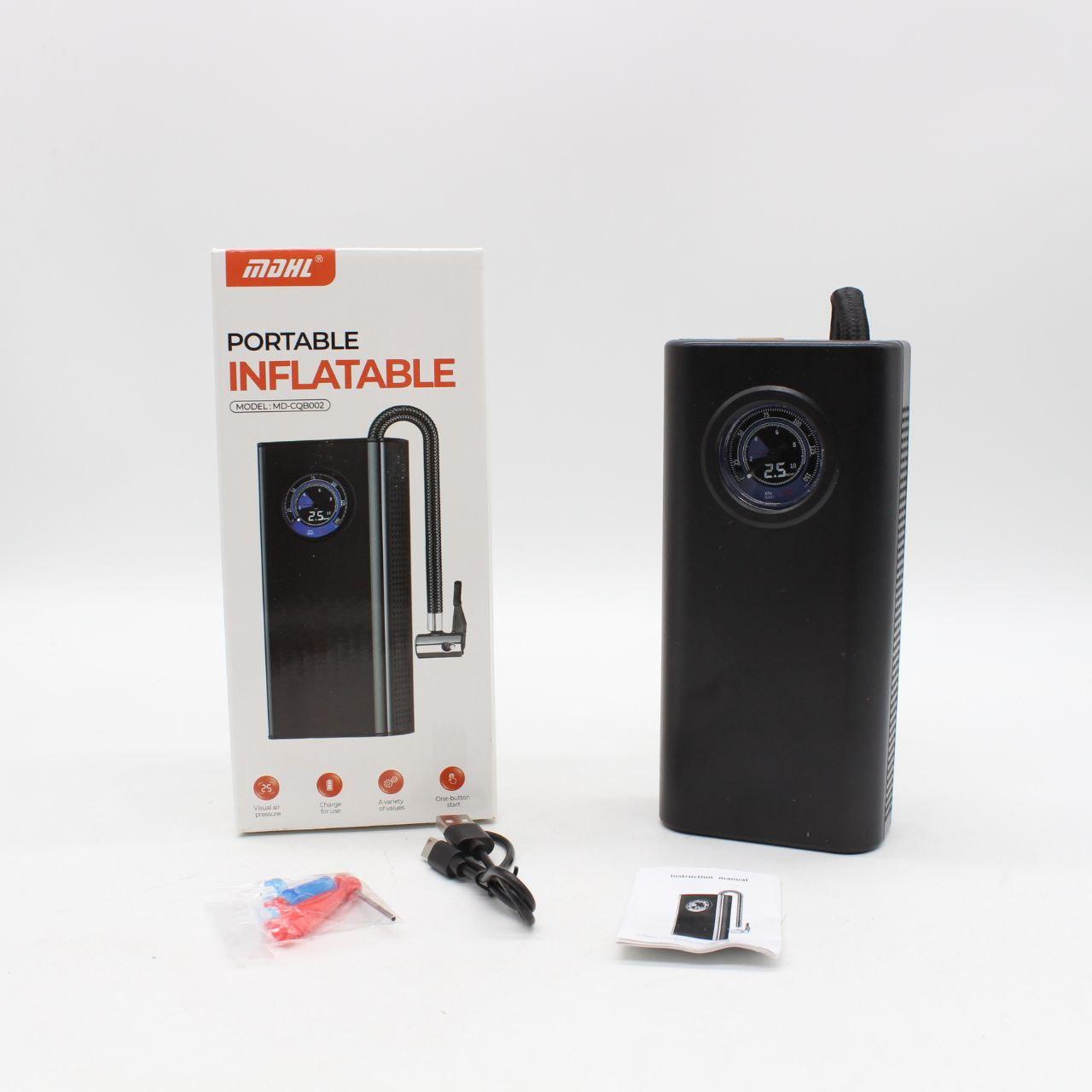 Автокомпресор із ліхтариком + 3 насадки, 35 л/хв, CQB002 / Автомобільний компресор для підкачування шин