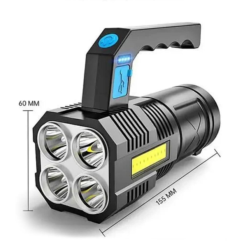 Світлодіодний ручний ліхтар 1200 мАг, 4LED, від USB Multi Fuction Portable Lamp, Чорний / Ліхтарик водонепроникний