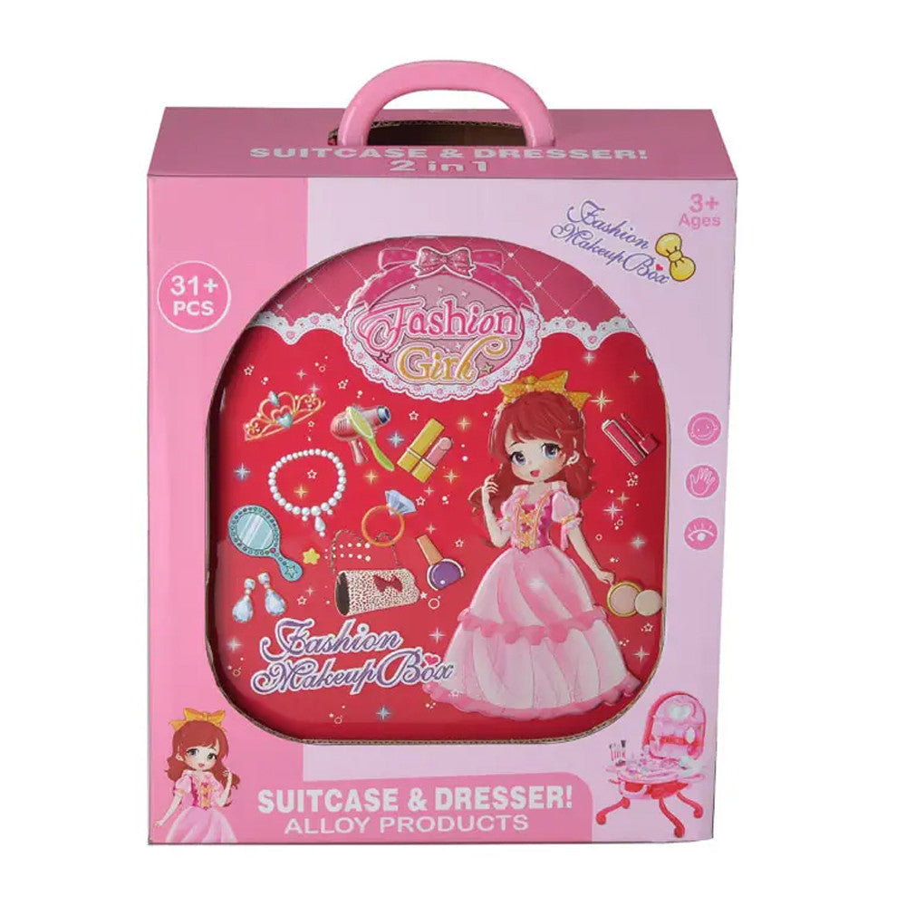 Дитячий ігровий набір у валізці 2в1, 31 предмет, Fashion Girl / Дитяче трюмо у валізці