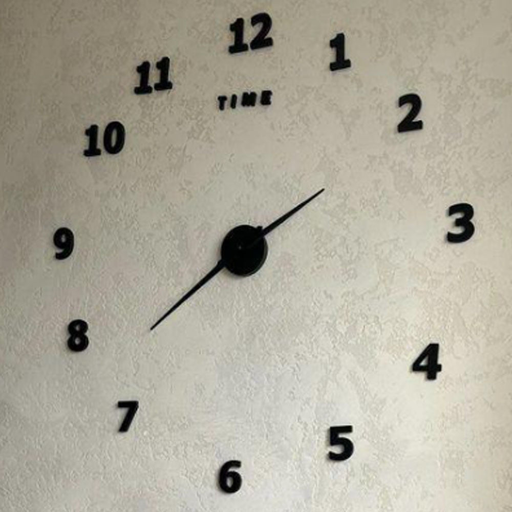 Годинник настінний самоклейний з цифрами від 60 до 90 см, DIY Clock NEW black / Годинник, що клеїться