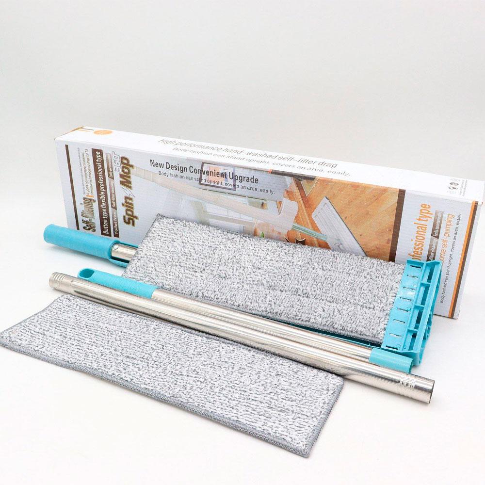 Швабра ледар для швидкого прибирання з віджимом з насадками Spin Mop 360, Блакитна / Швабра з самовіджимом