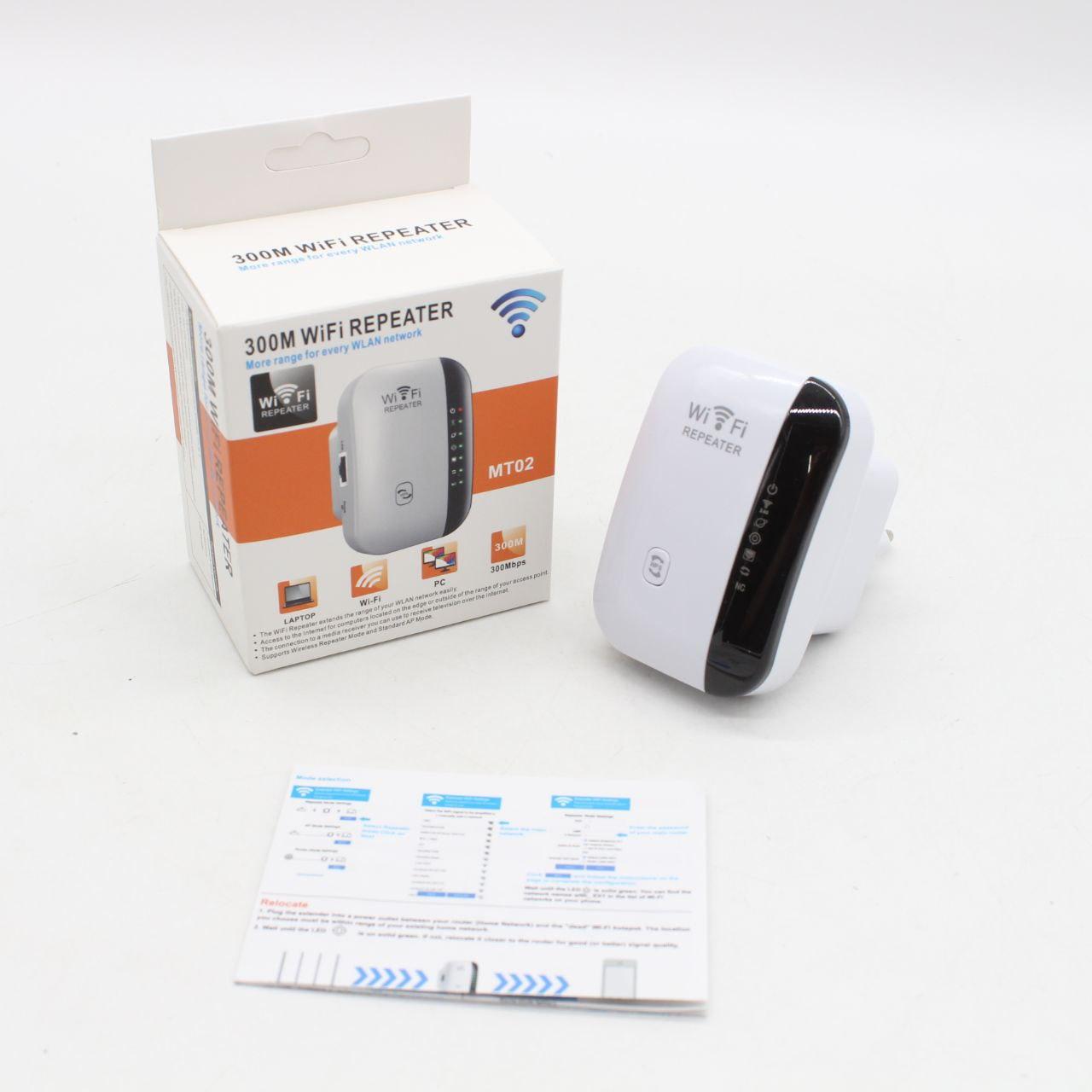 Підсилювач WiFi сигналу до 300 Мбіт/с, 2,4G, МТ02 / Бездротовий wifi репітер в розетку / Розширювач діапазону