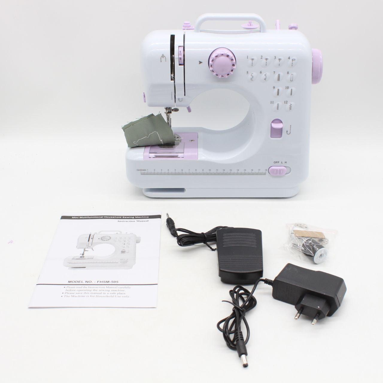 Швейна машинка з педаллю та оверлоком, FHSM 505/ Міні швейна машинка / Портативна машинка для шиття