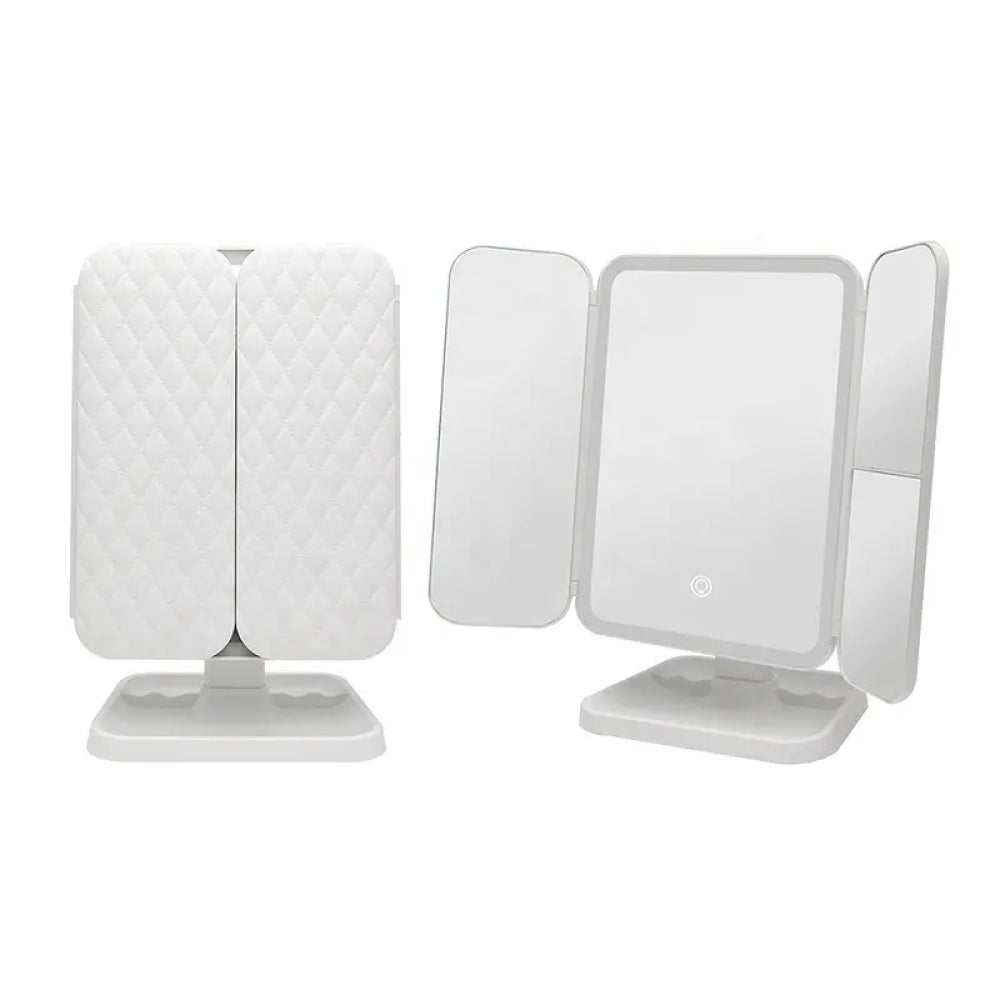Косметичне дзеркало з LED підсвічуванням та USB, XW 810, Біле / Потрійне дзеркало сенсорне для макіяжу