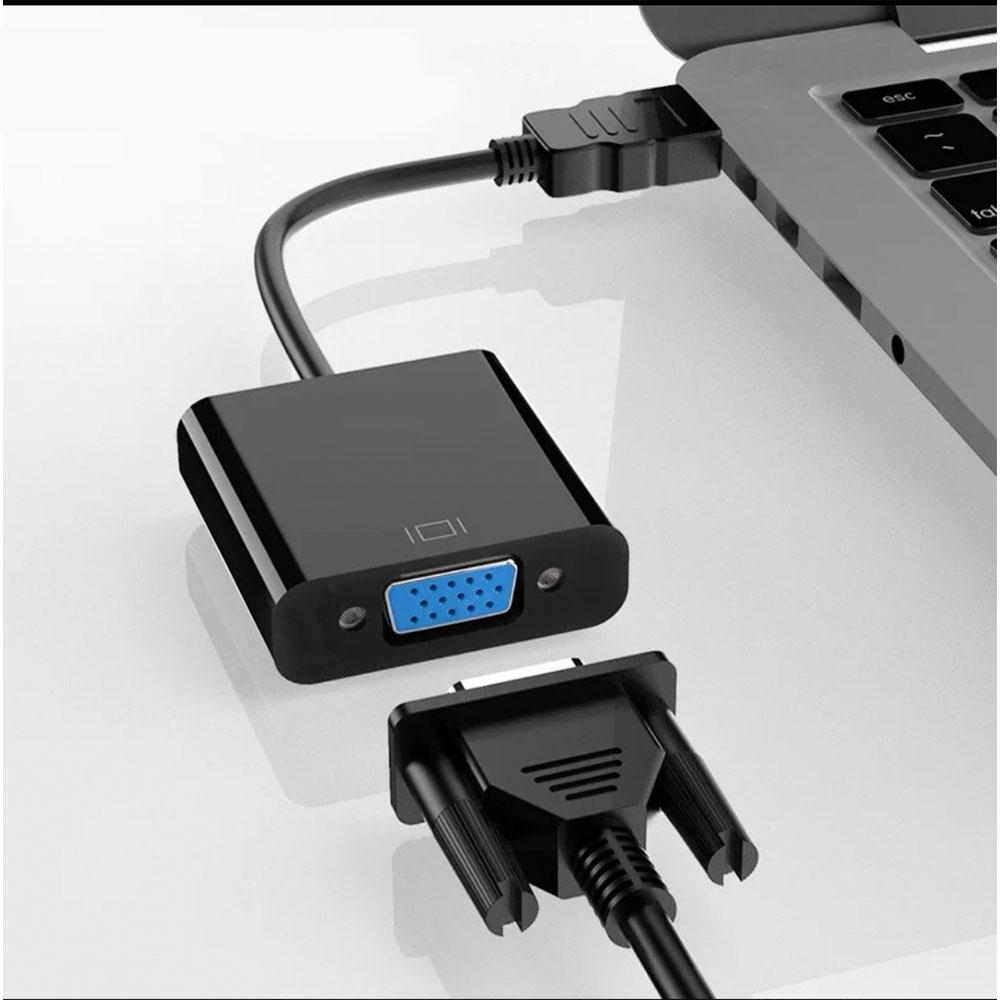 Конвертер HDMI на VGA + аудіовиход, Чорний / Адаптер перехідник для монітора / Відеокабель