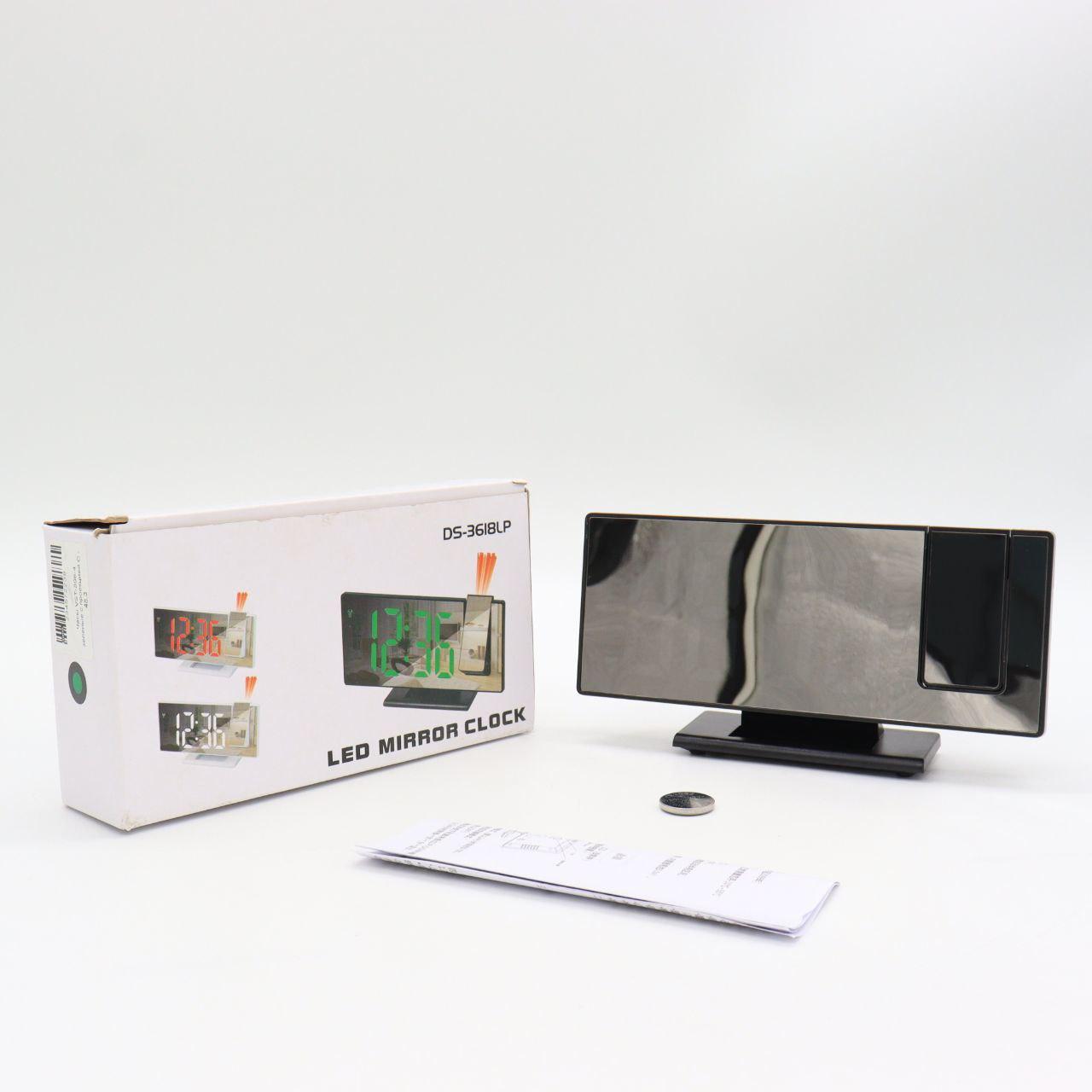 Дзеркальний годинник з проектором часу, DS-3618LP, Чорний / Настільний електронний годинник з будильником і календарем