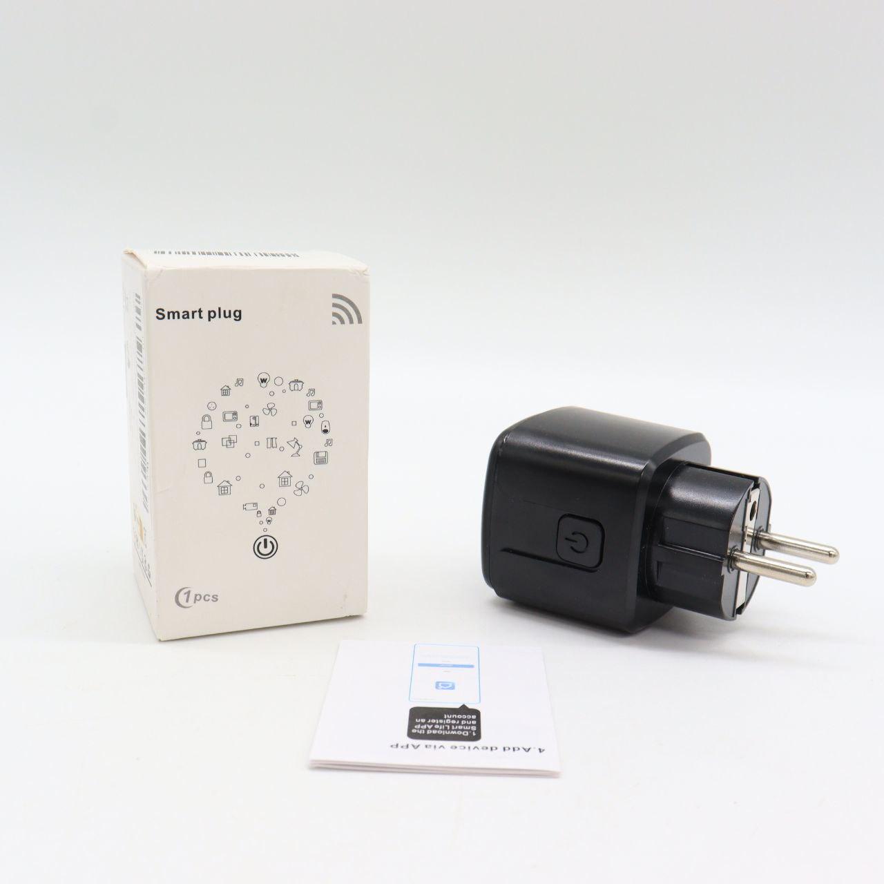 Розумна WiFi розетка 20А з лічильником електроенергії Tuya Smart 4400Вт, Чорна / Розетка з підключенням до телефону