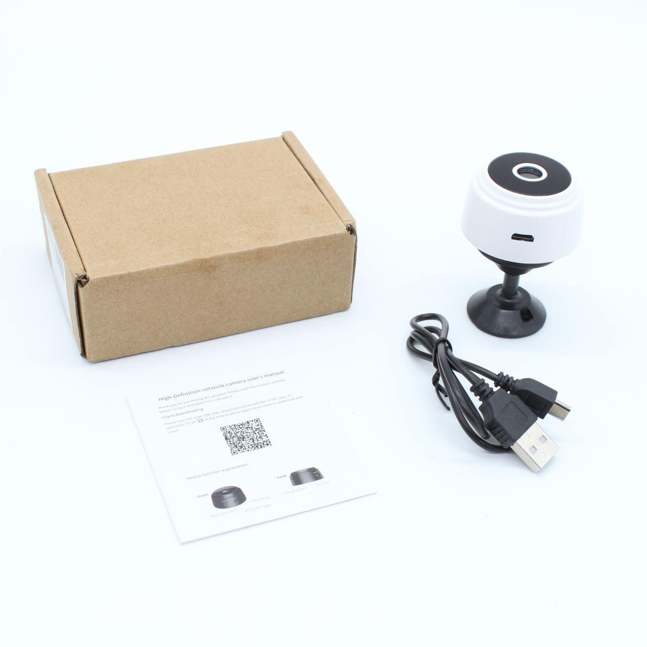 Бездротова міні камера IP з WiFi та датчиком руху FullHD 1080, A9, Біла / Відеокамера USB