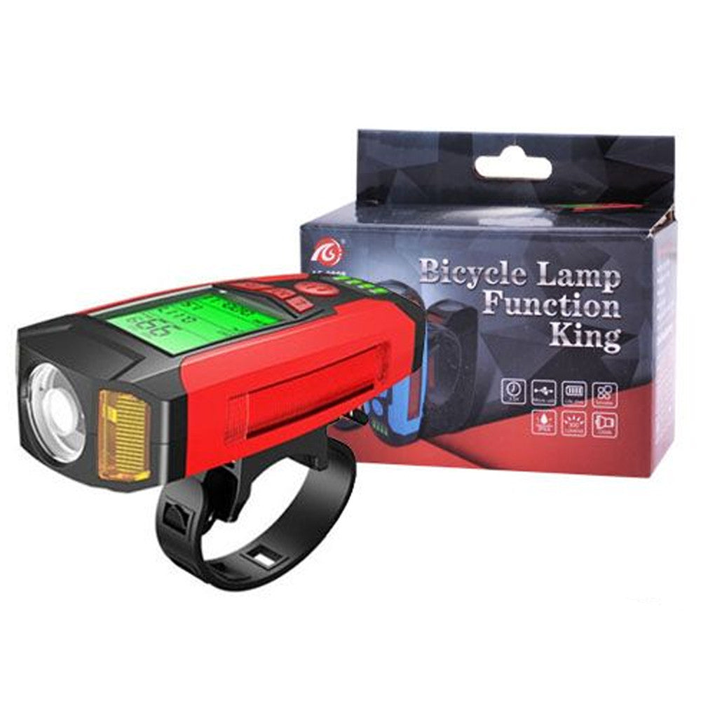 Велосипедний ліхтар з комп'ютером та сигналізацією, USB, AS0808 / Акумуляторний велокомп'ютер / Велофара