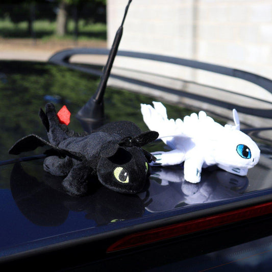 Іграшка на машину дракон 20см, на клейкій основі, Чорний / М'яка плюшева іграшка беззубик / Іграшка дракон