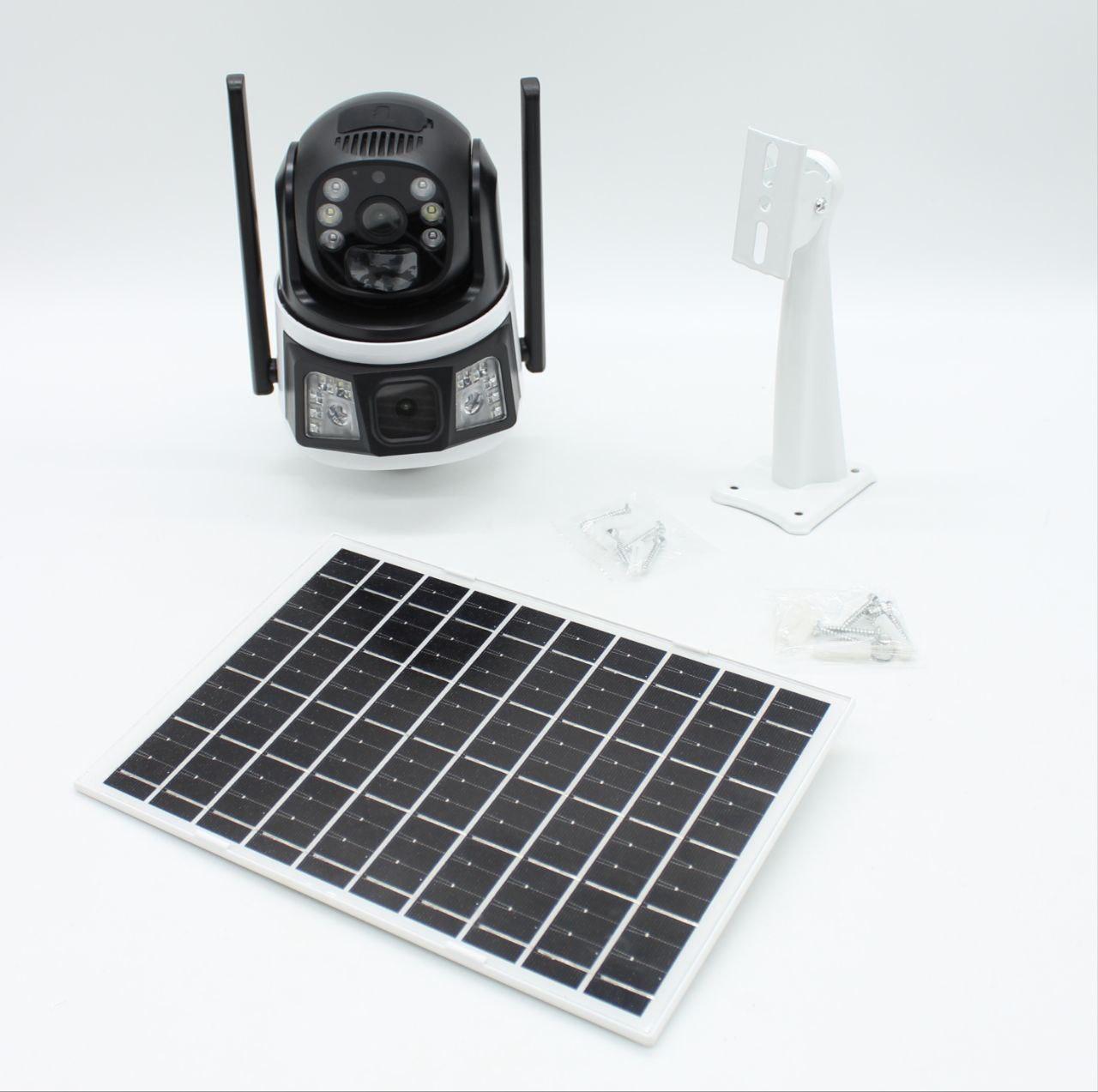 4G камера відеоспостереження із сонячною панеллю 2x2MP / Вулична IP камера з SIM-картою / Охоронна камера