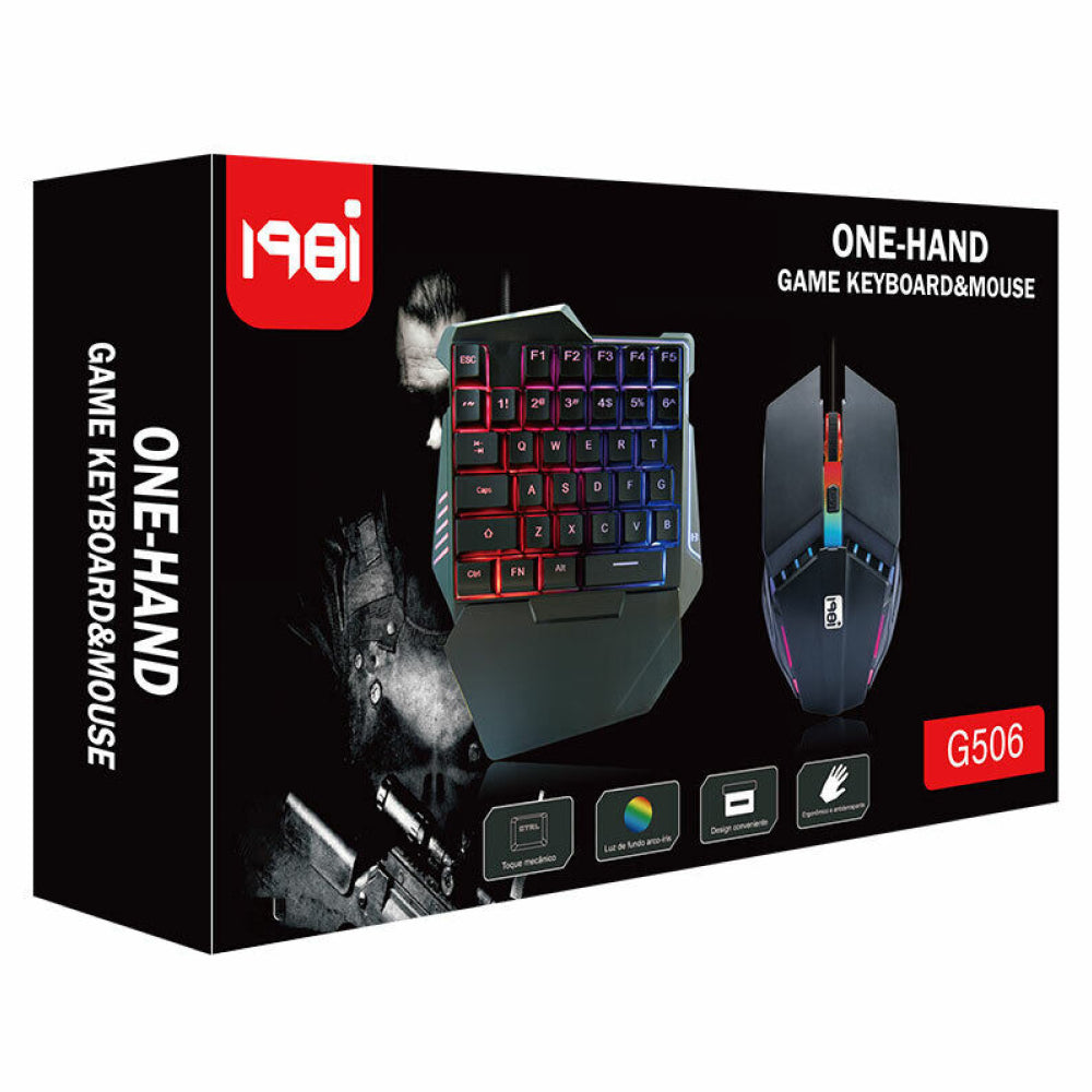 Ігрова міні клавіатура та мишка, від USB з підсвічуванням, 198I G506, Чорний / Набір клавіатура та миша для геймерів