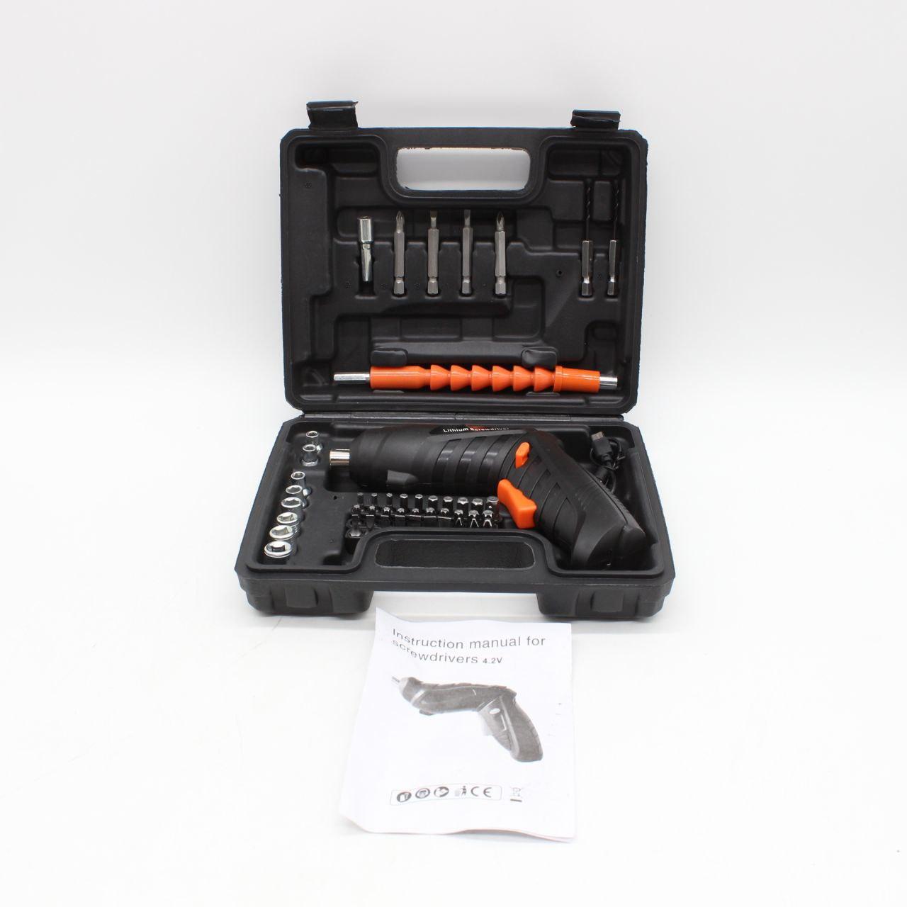 Електрична викрутка в кейсі з набором інструментів 48 предметів / Акумуляторна викрутка / Міні-шуруповерт