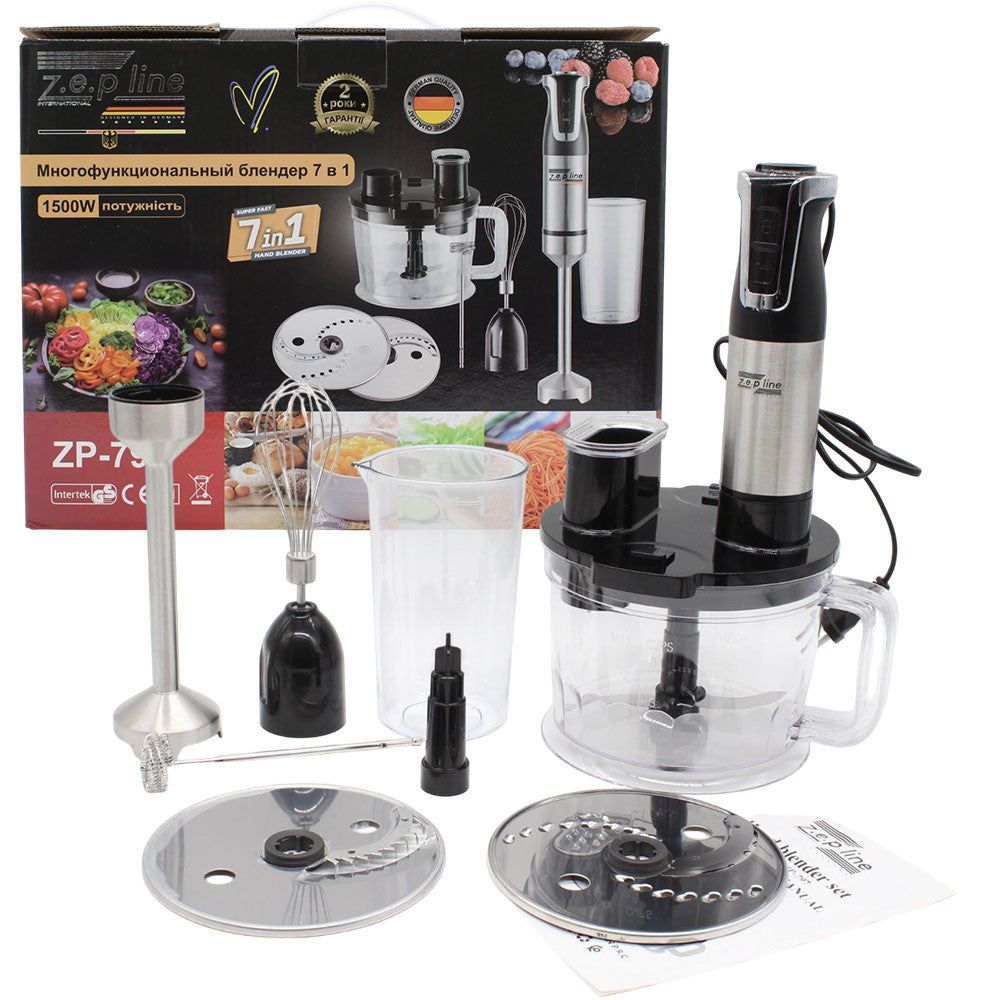 Багатофункціональний кухонний блендер 7в1 ZP-797: 20 швидкостей, 1500 Вт / Комбайн блендер / Багатофункціональний блендер