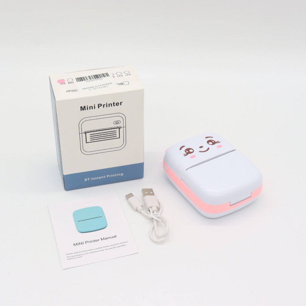 Портативний міні принтер з Bluetooth + рулон термопаперу, Рожевий / Дитячий фотопринтер / Термопринтер