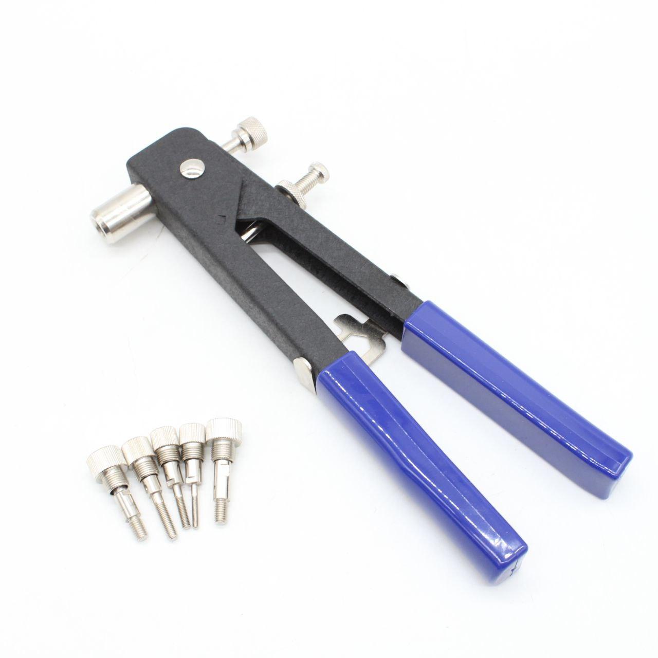 Заклепувальний пістолет + насадки 5шт, M3-M8 / Різьбовий заклепник ручний
