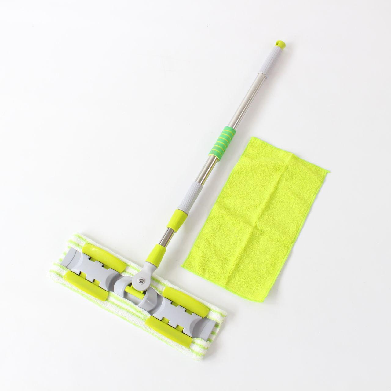 Швабра із затискачами та 2 насадками, Зелений / Швабра для підлоги / Швабра для миття підлоги / Телескопічна швабра