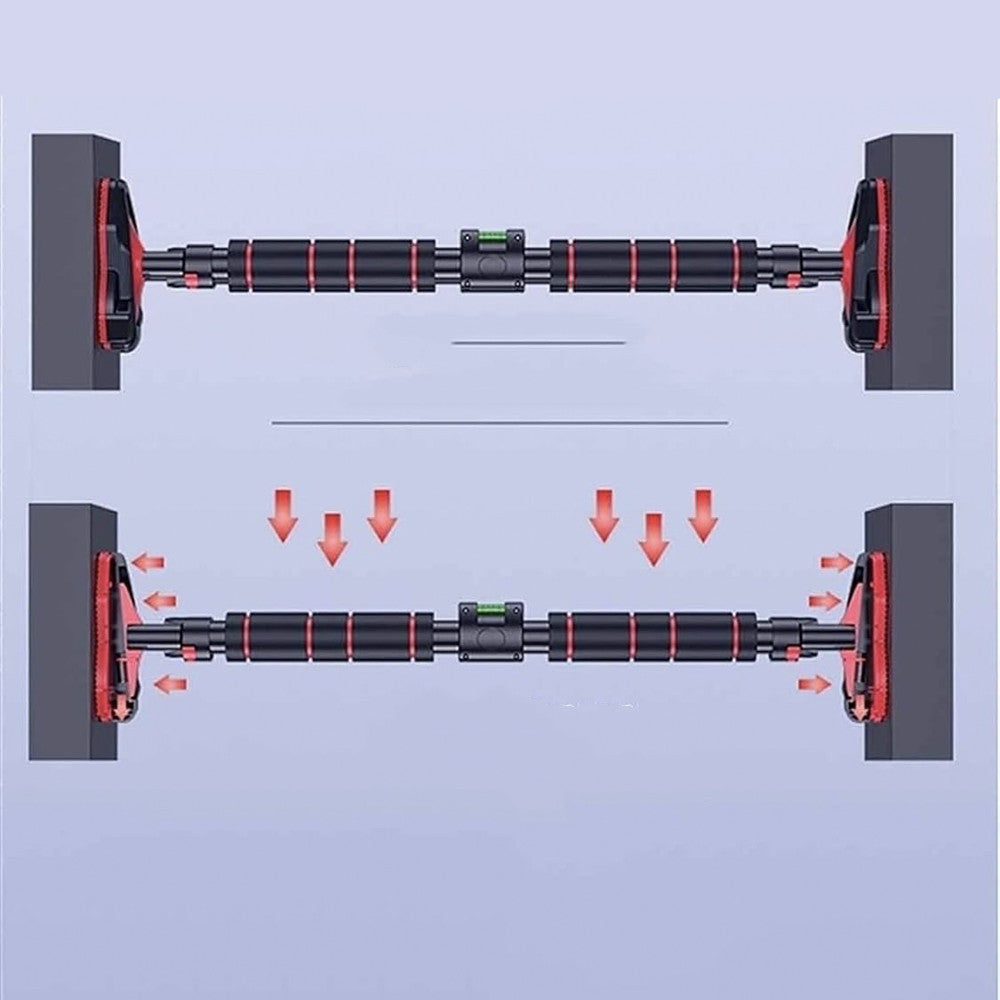 Розсувний турнік з кільцями до 150кг, 121-160см / Планка-турнік для підтягування / Турнік у дверний отвір