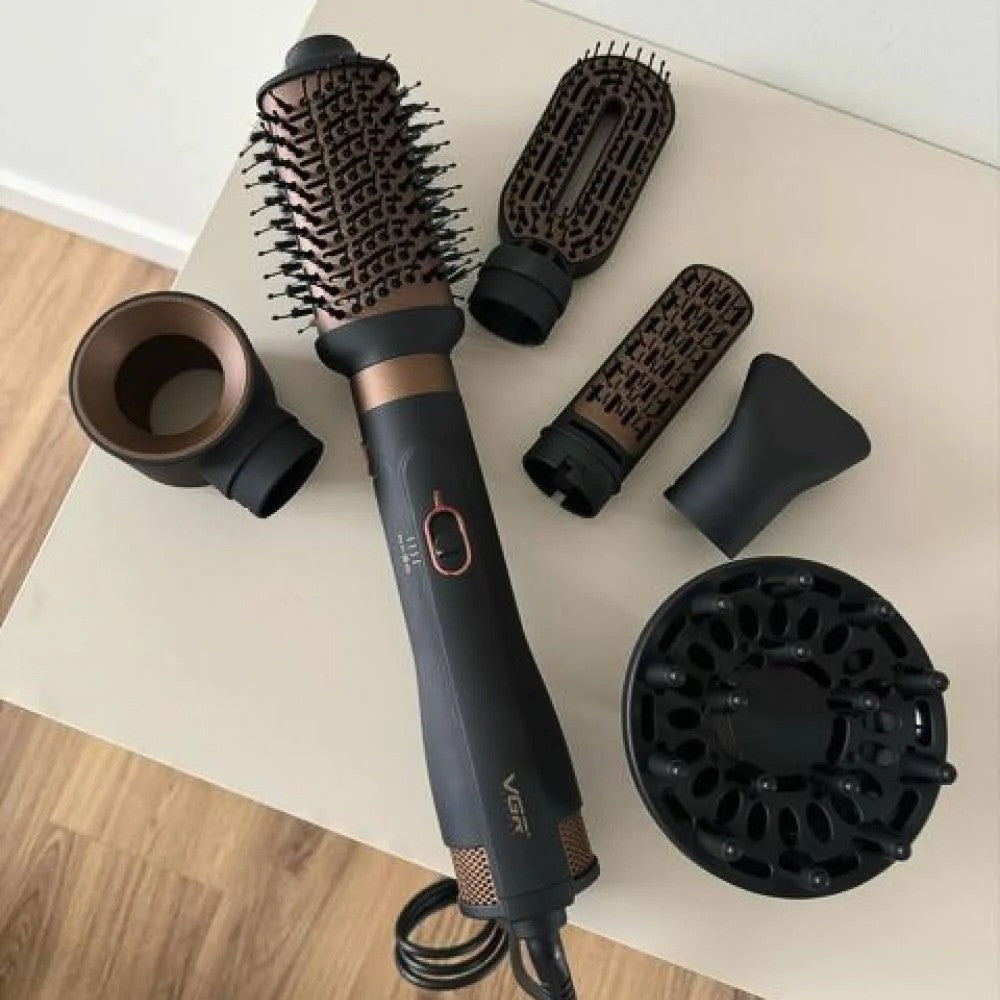 Фен стайлер для укладки волос 6в1, 1000Вт + 6 насадок, от сети, VGR V-491 / Фен-щетка для завивки волос