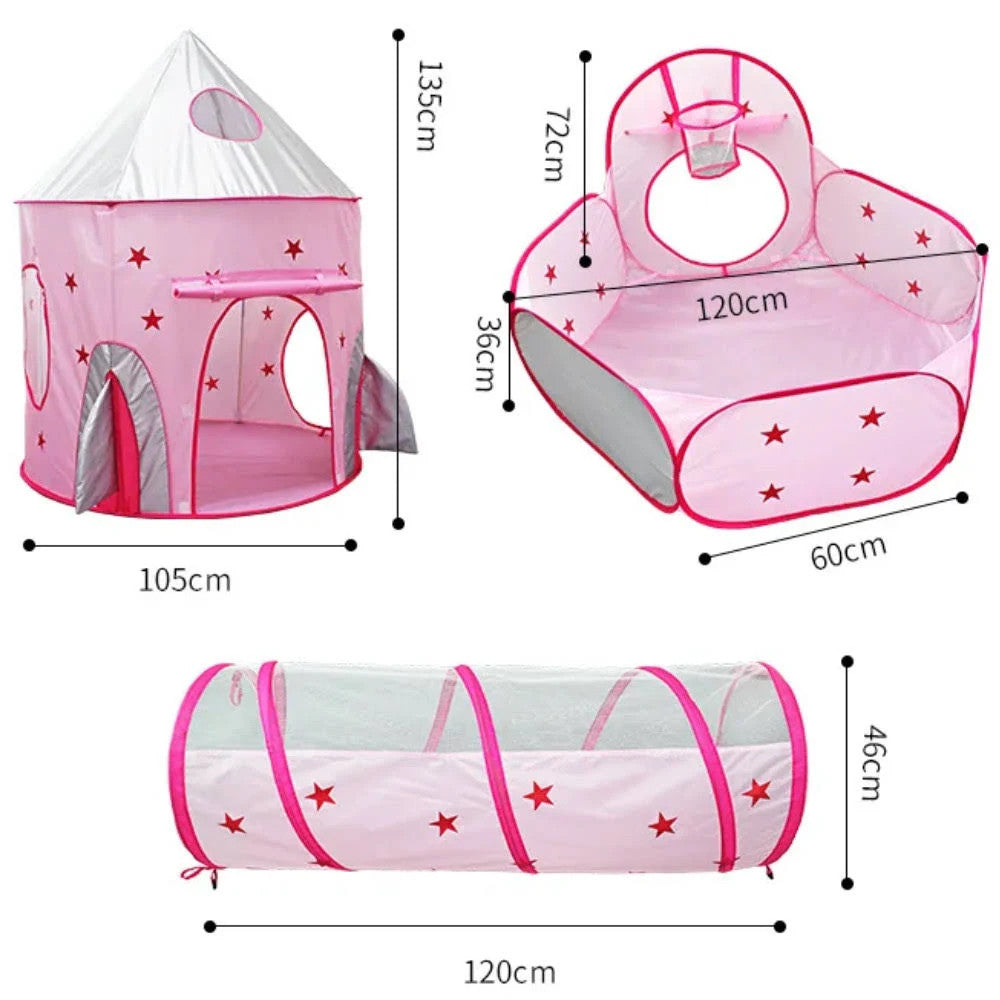 Дитячий будиночок намет з тунелем та басейном для кульок / Намет дитячий / Ігровий намет для дітей