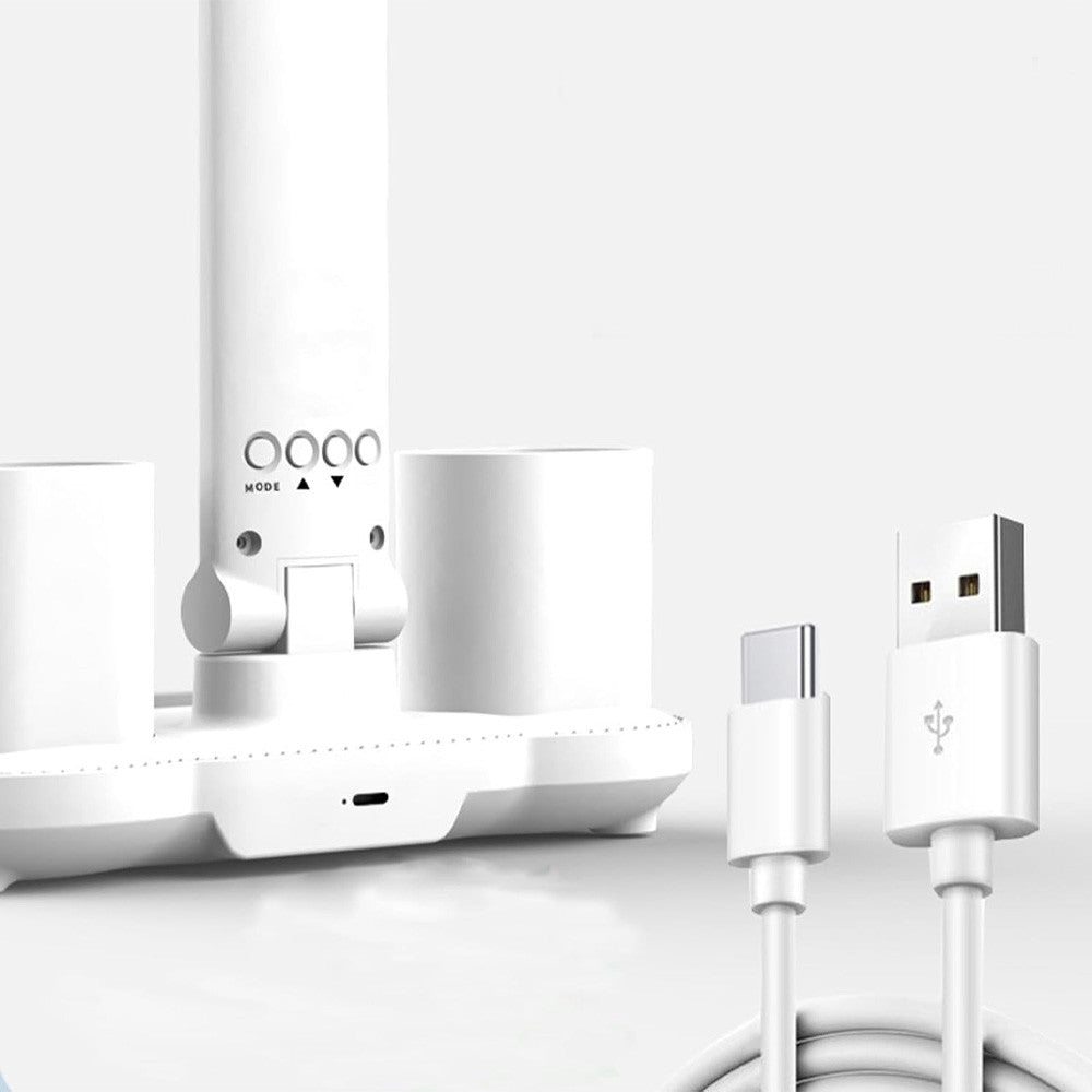 Настільна лампа-вентилятор 3в1 з акумулятором 3200мАч та USB-дисплеєм / Акумуляторна LED лампа-органайзер