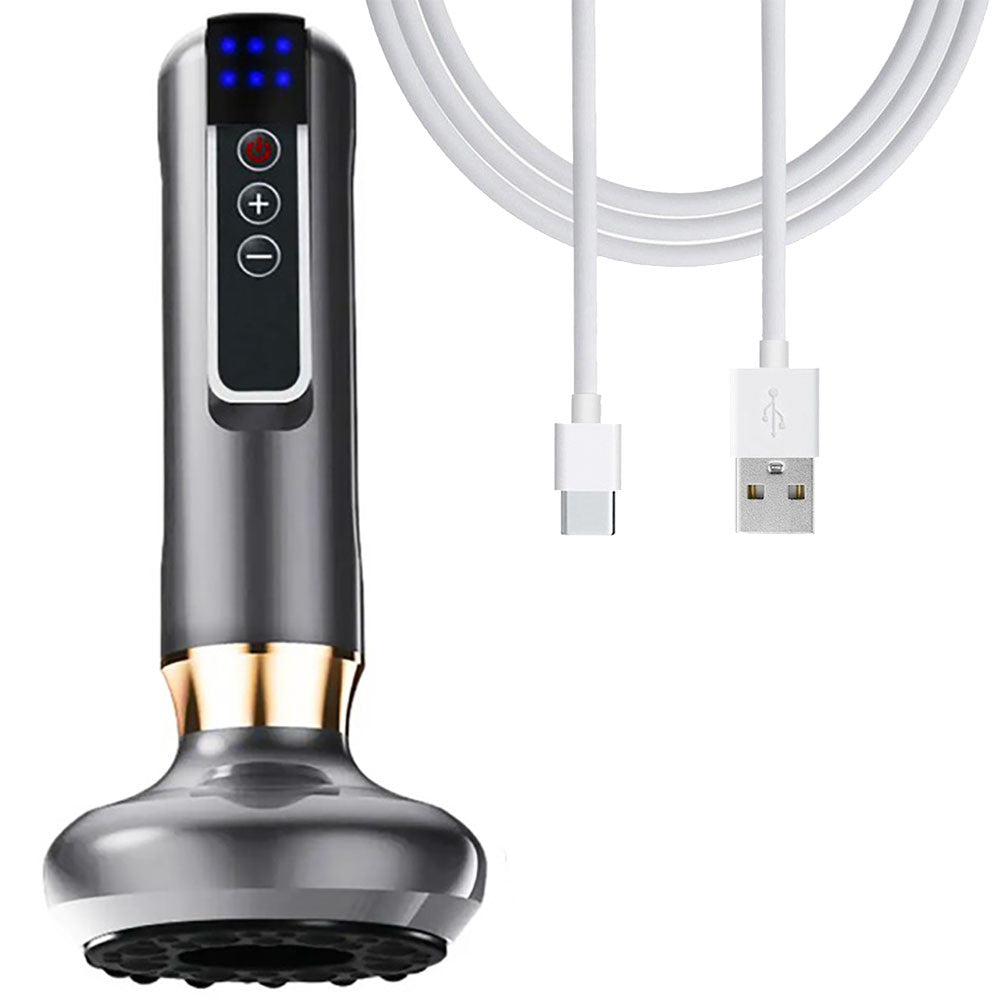 Вакуумний масажер акумуляторний, 6 режимів, Сірий / Ручний масажер для тіла від целюліту