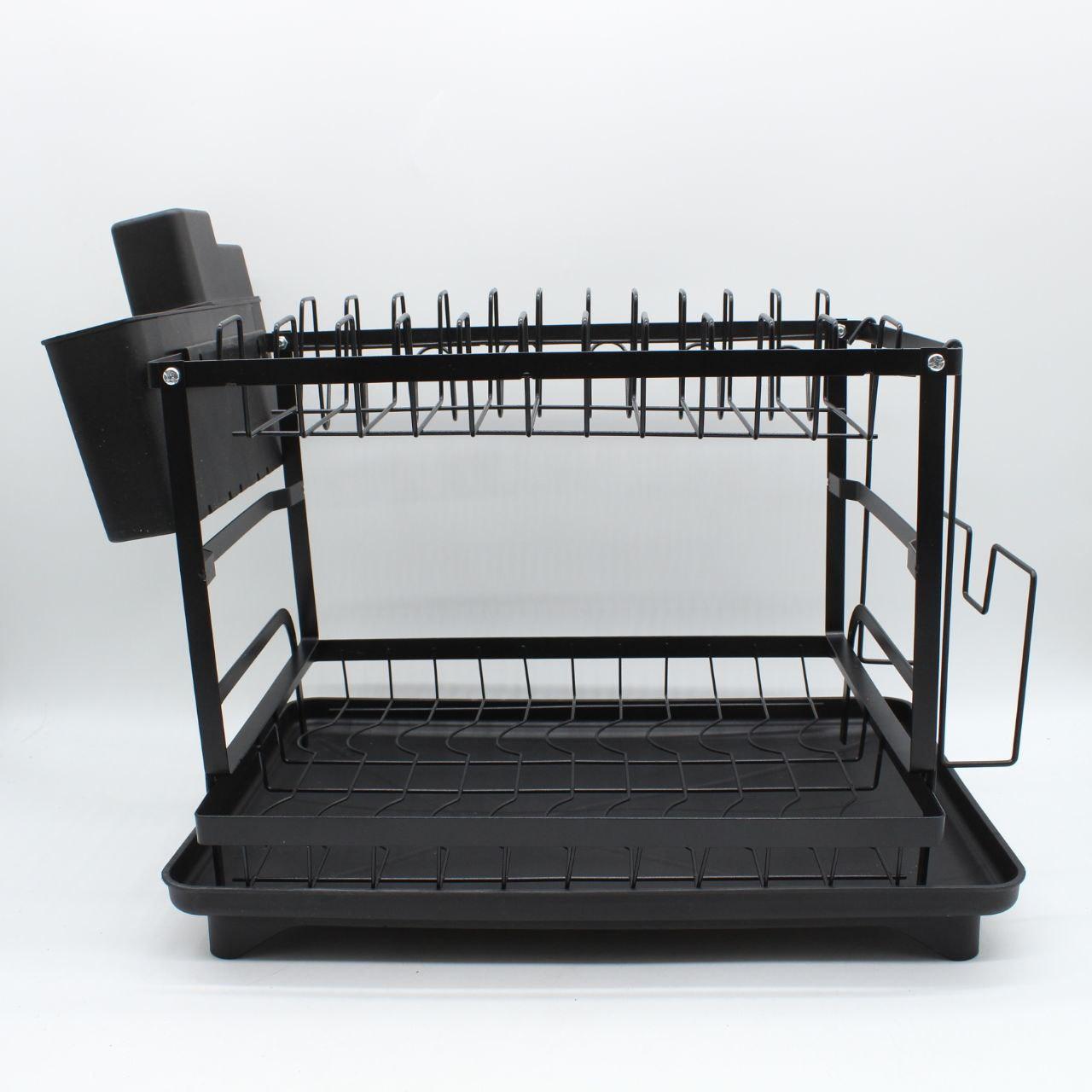 Двоярусна сушка для посуду 42x25x39 см, A19, Чорний / Настільна сушарка для посуду / Органайзер для посуду